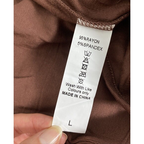 Fleece Bodysuit Size L Brown Women's Long Sleeve Jumpsuit Snaps - Picture 12 of 12